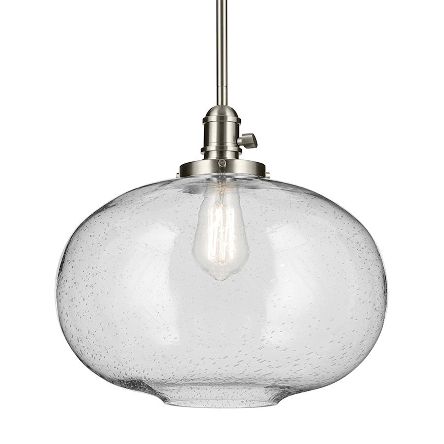 1 Light Globe 14" Pendant, Brushed Nickel