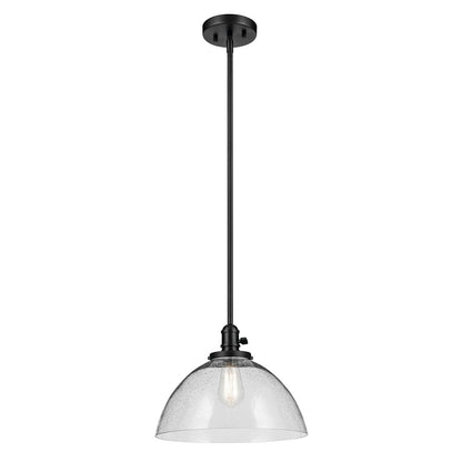 Kichler Avery 1 Light Dome 11" Pendant, Black/Clear - 43912BK