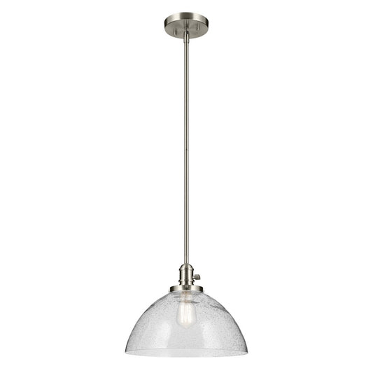 Kichler Avery 1 Light Dome 11" Pendant, Brushed Nickel/Clear - 43912NI