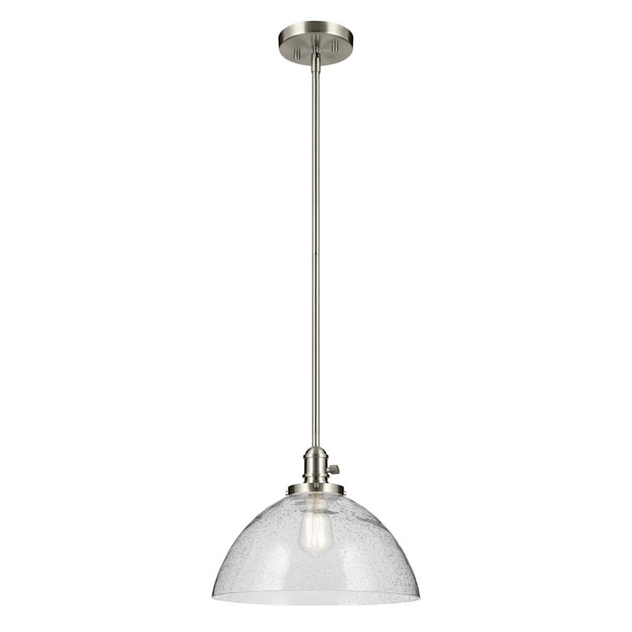 Kichler Avery 1 Light Dome 11" Pendant, Brushed Nickel/Clear - 43912NI