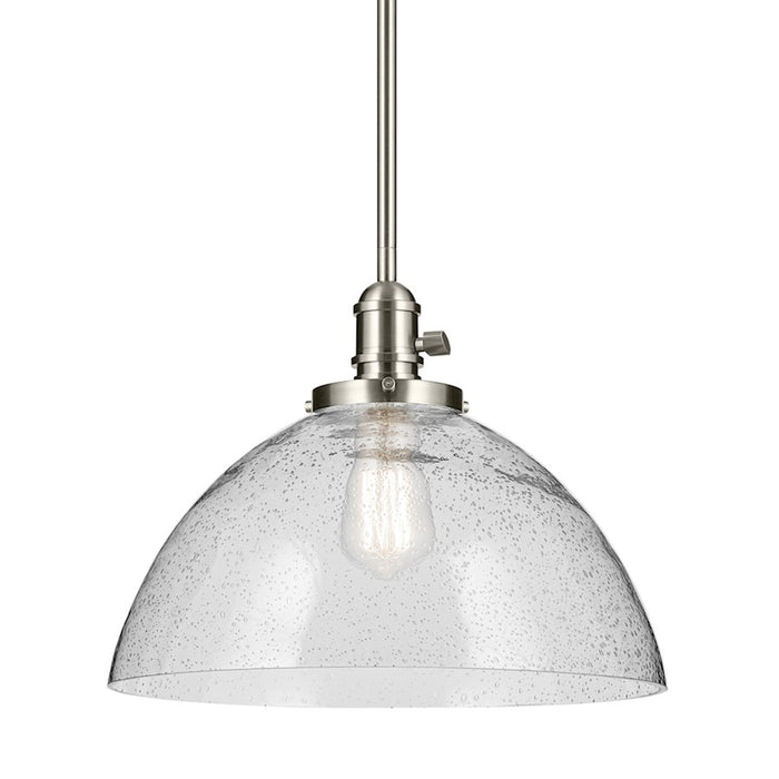 Kichler Avery 1 Light Dome 11" Pendant, Brushed Nickel/Clear