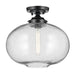 Kichler Avery 1 Light Globe 13.5" Semi Flush Light, Black/Clear - 43913BK