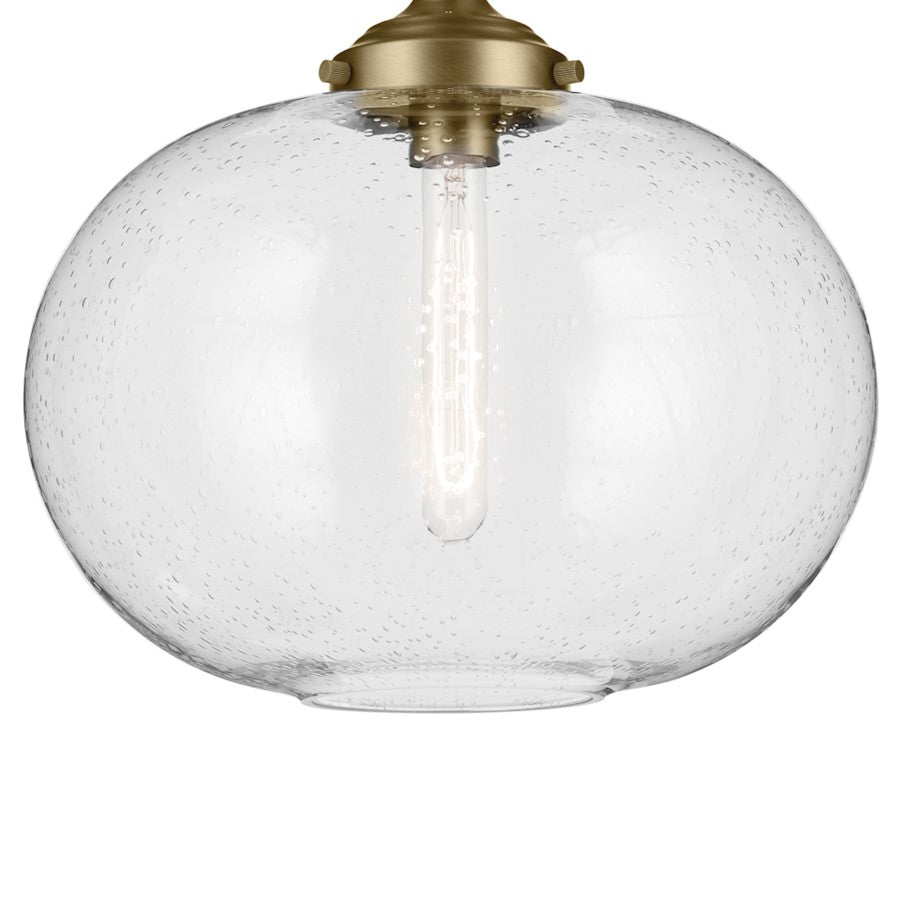 Kichler Avery 1 Light Globe 13.5" Semi Flush Light, Brass/Clear