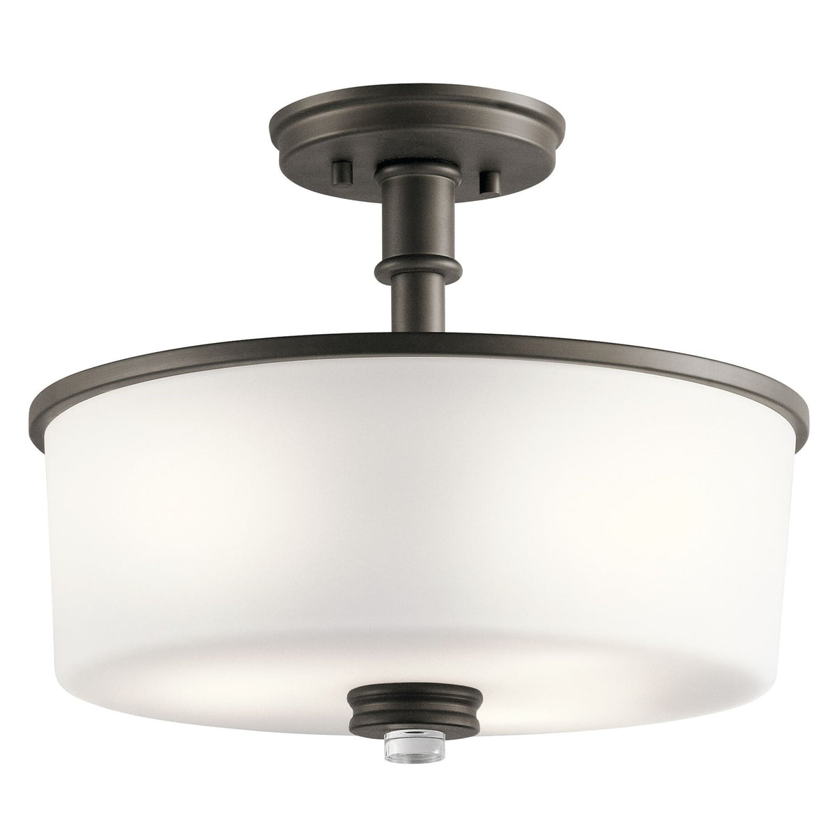 Kichler Joelson 14in 3-Light Semi-Flush | Transitional Olde Bronze and Satin Etched White Glass | Hallway & Bedroom | 14 x 14 x 12 in | Model 43926OZ