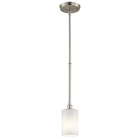 Kichler Joelson 1-Light Mini Pendant | Transitional Brushed Nickel and Satin Etched Opal Glass | Kitchen Island & Dining Room | Model 43927NI