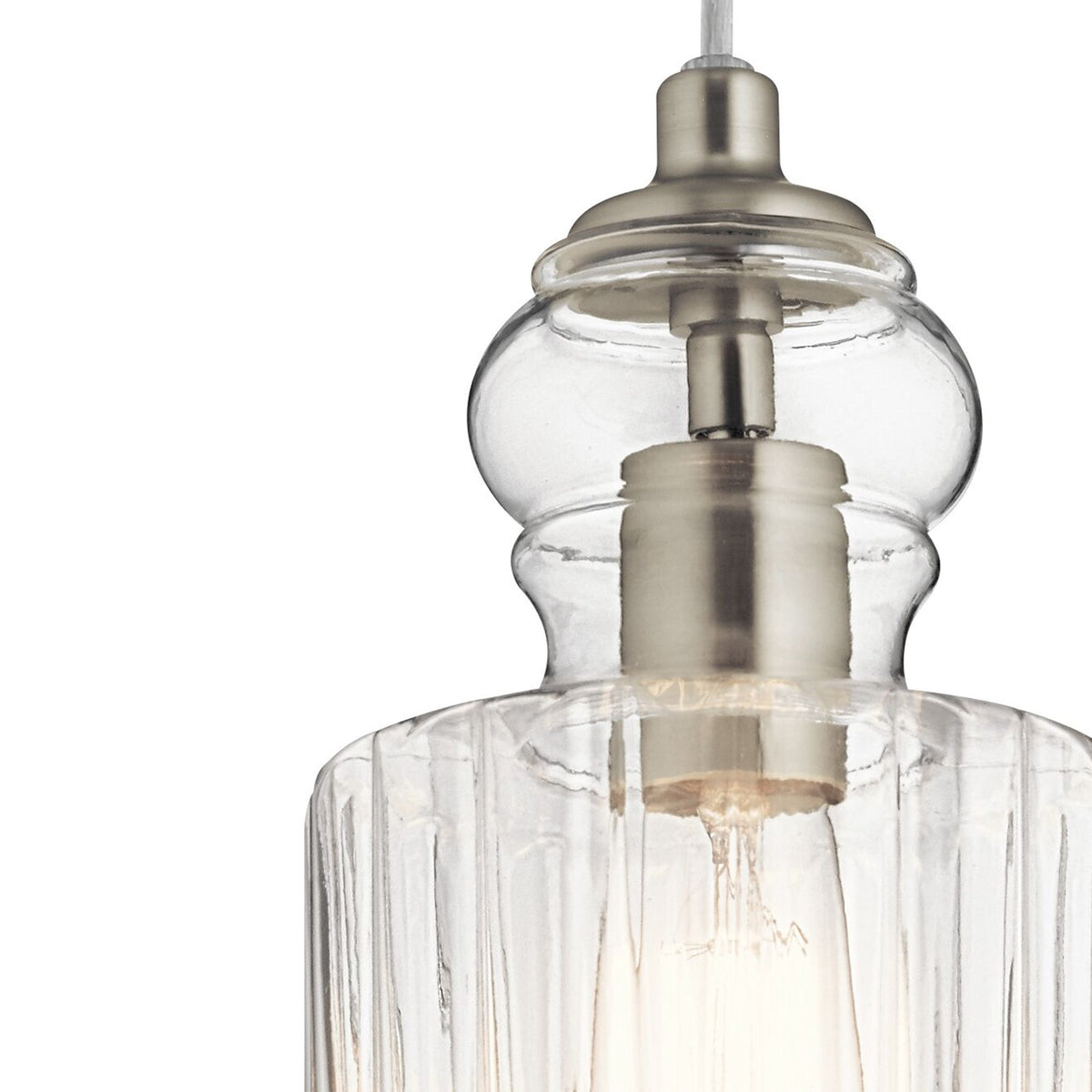 Kichler Riviera Mini 1-Light Pendant | Transitional Brushed Nickel | Kitchen Island & Dining Room Accent | 6 x 6 x 11 in | Model 43957NI
