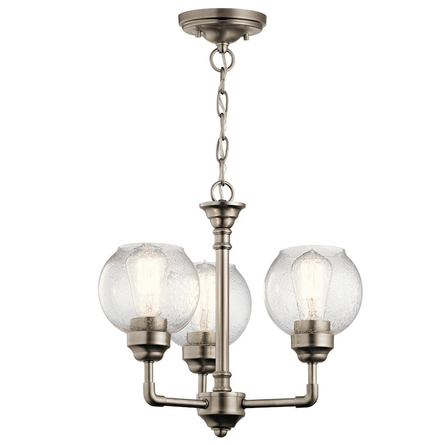 Kichler Niles 16in 3-Light Chandelier | Transitional Antique Pewter and Clear Seeded Glass | Dining Room & Entryway | 16 x 14.25 in | Model 43992AP