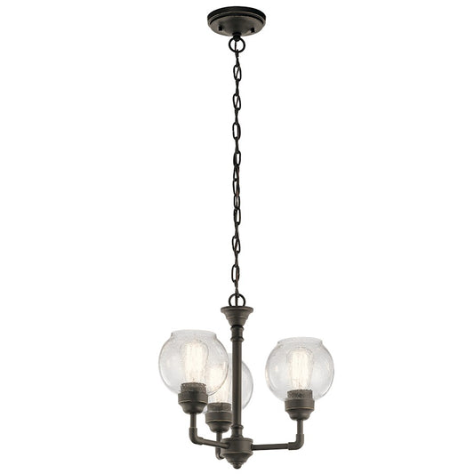 Kichler Niles 16in 3-Light Chandelier | Transitional Olde Bronze and Clear Seeded Glass | Dining Room & Foyer | 16 x 14.25 in | Model 43992OZ