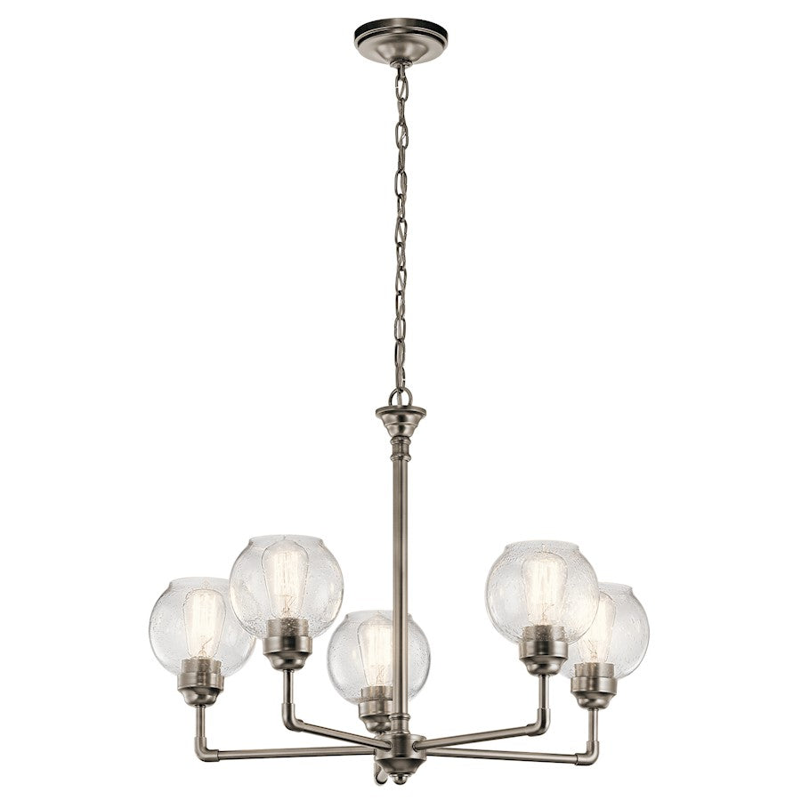 Kichler Niles 26in 5-Light Chandelier | Transitional Antique Pewter and Clear Seeded Glass | Dining Room & Living Room | Model 43993AP