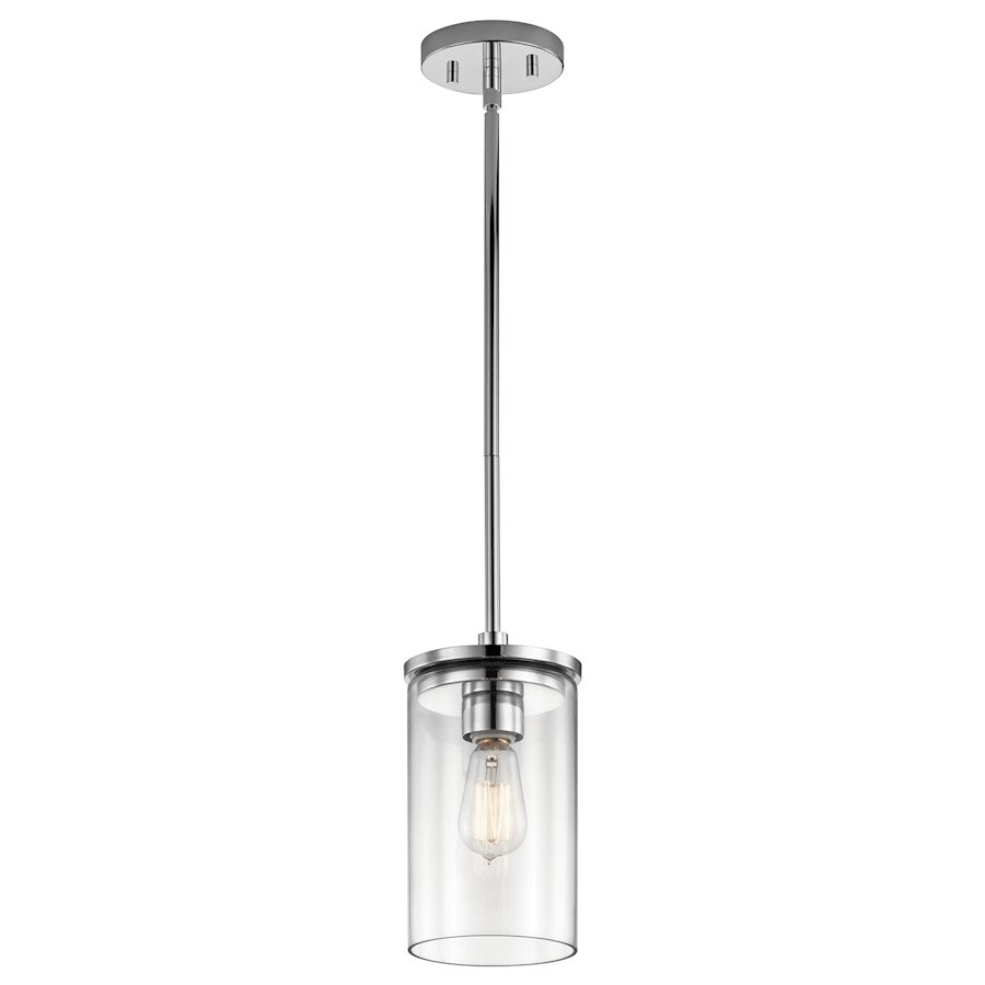 Kichler Crosby 6in 1-Light Mini Pendant | Transitional Chrome and Clear Glass | Kitchen Island & Dining Room | 6 x 6 x 11 in | Model 43996CH