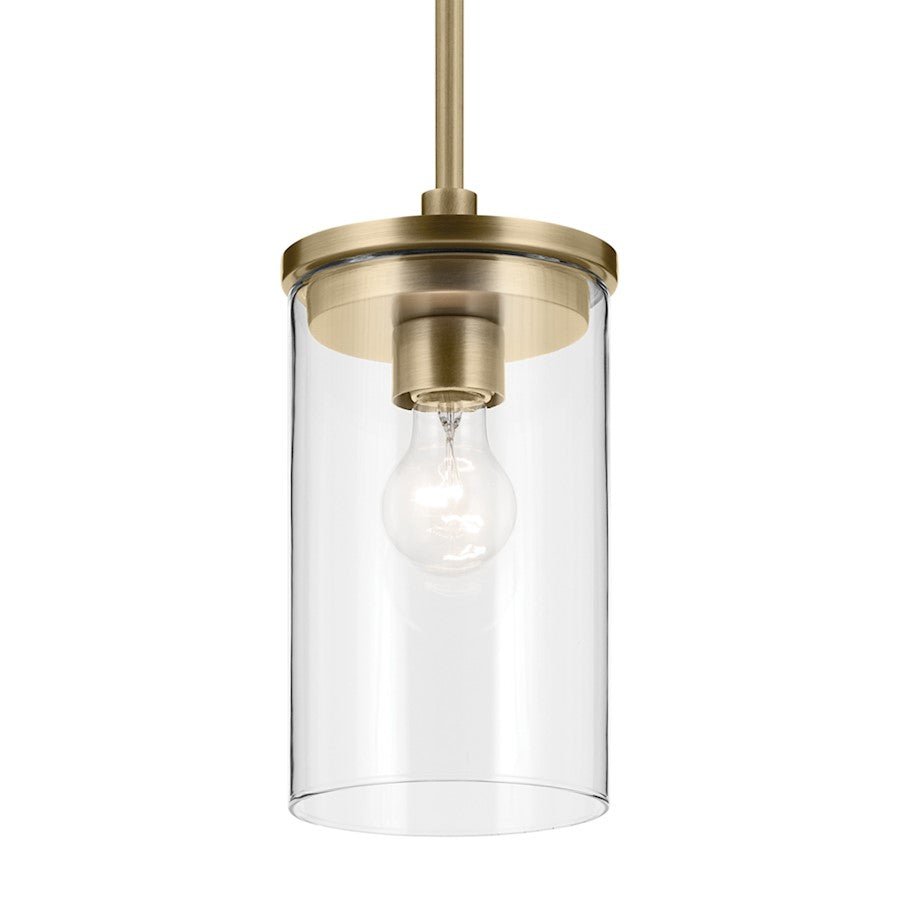 1 Light Cylinder 10.75" Mini Pendant, Brass