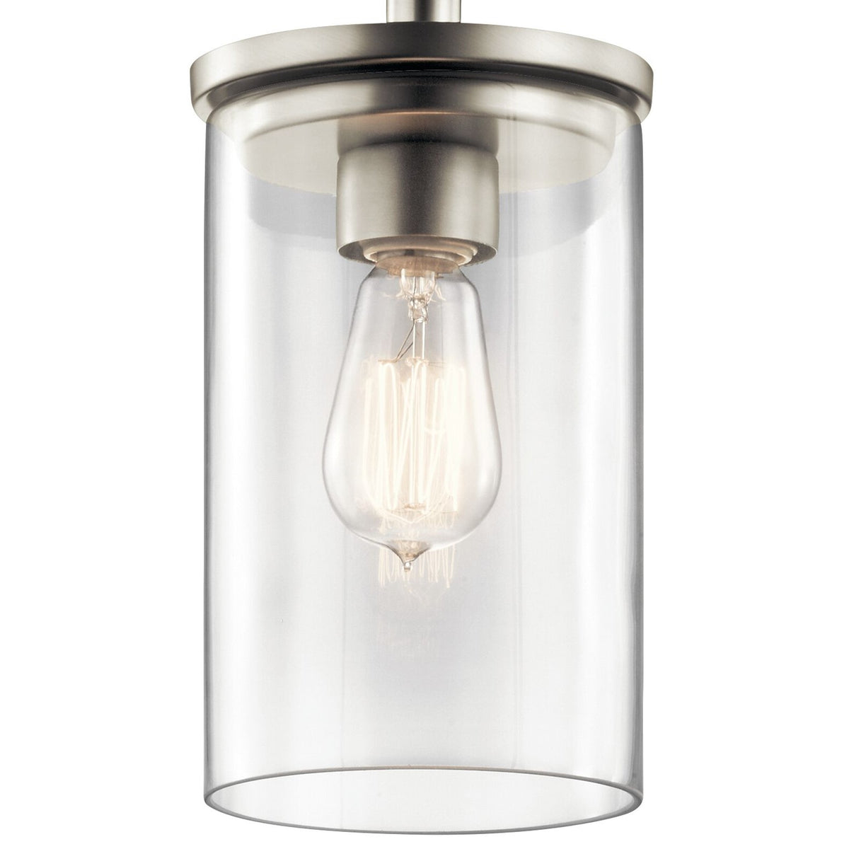 Kichler Crosby 6in 1-Light Mini Pendant | Transitional Brushed Nickel and Clear Glass | Kitchen Island | 6 x 11 in | Model 43996NI