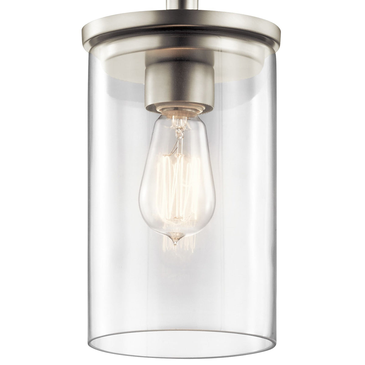 Kichler Crosby 6in 1-Light Mini Pendant | Transitional Brushed Nickel and Clear Glass | Kitchen Island | 6 x 11 in | Model 43996NI