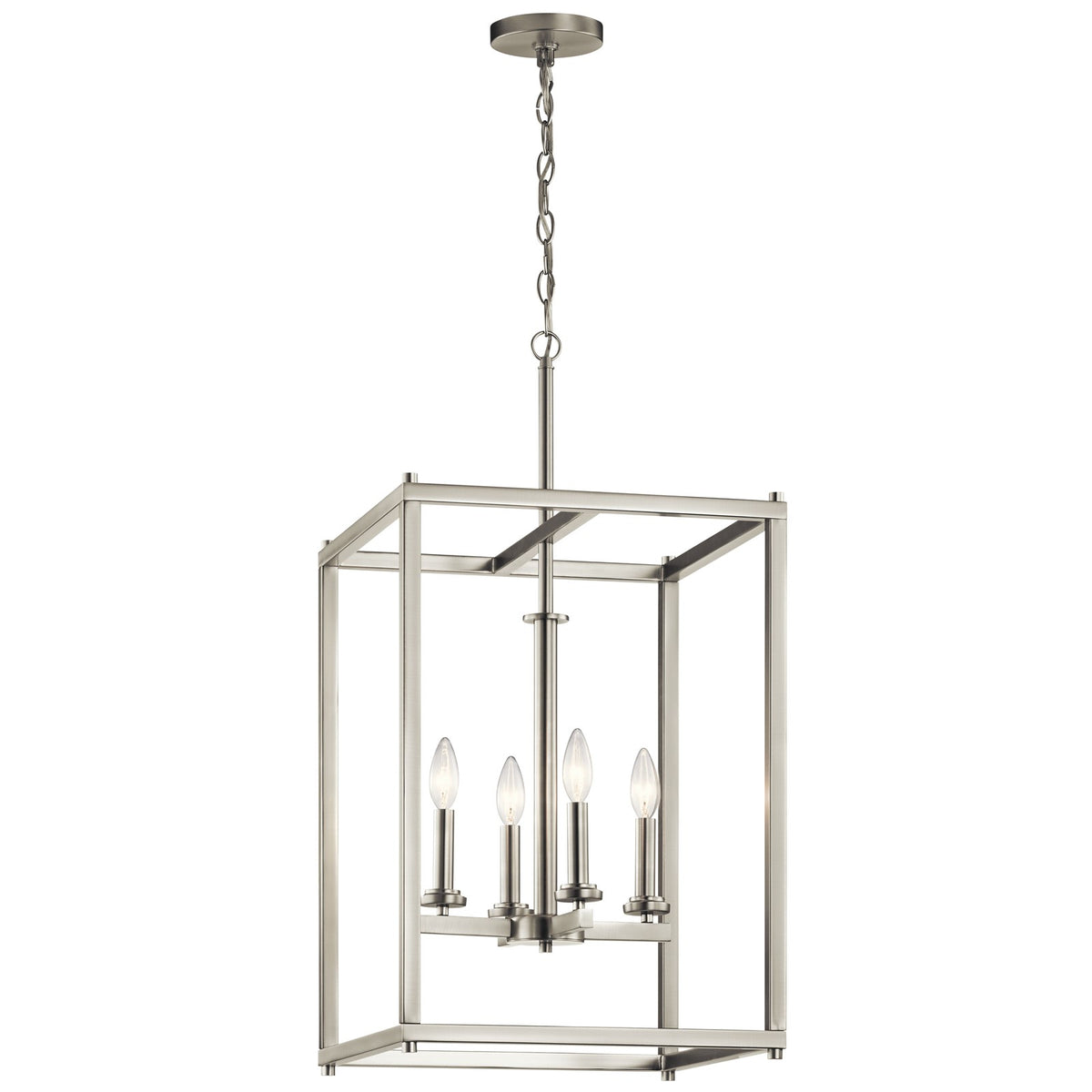 Kichler Crosby 16in 4-Light Foyer Pendant | Transitional Brushed Nickel Steel | Entryway & Hallway | 16 x 31 in | Model 43998NI