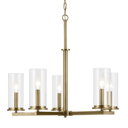 5 Light Chandelier, Medium, Brass