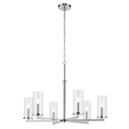 Kichler Crosby 6Lt Round 21.75" Chandelier 1 Tier Large, Chrome/Clear - 44013CH