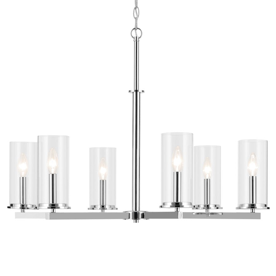 6 Light Chandelier, Large, Chrome