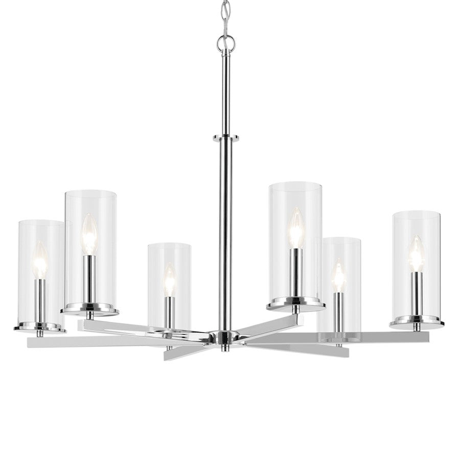 6 Light Chandelier, Large, Chrome