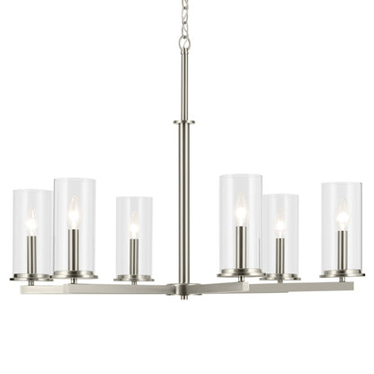 6 Light Chandelier, Large, Nickel