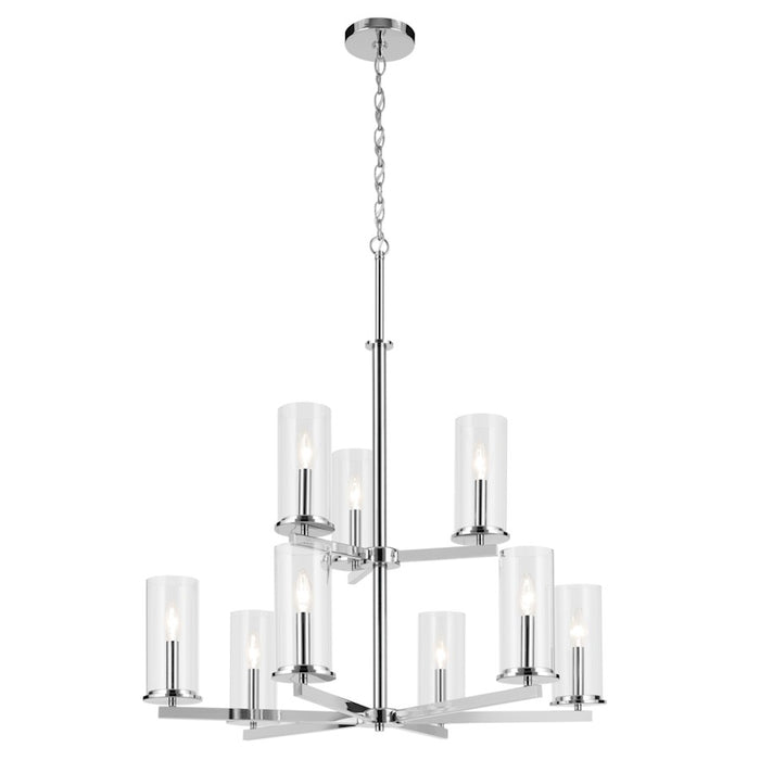 Kichler Crosby 9 Light 32.5" Chandelier 2 Tier Large, Chrome/Clear - 44014CH