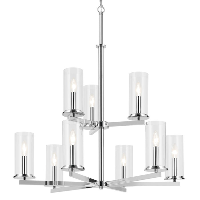 Kichler Crosby 9 Light 32.5" Chandelier 2 Tier Large, Chrome/Clear