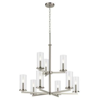 Kichler Crosby 9 Light 32.5" Chandelier 2 Tier Large, Nickel/Clear - 44014NI