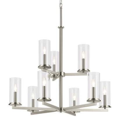 9 Light 32.5" Large Chandelier, Nickel