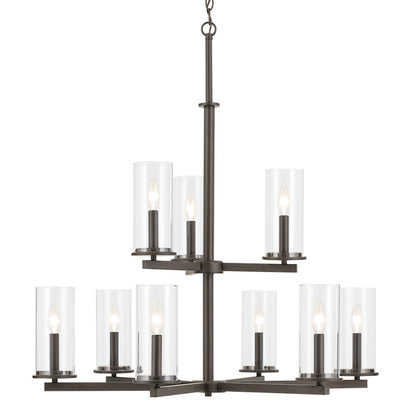 9 Light 32.5" Large Chandelier, Bronze