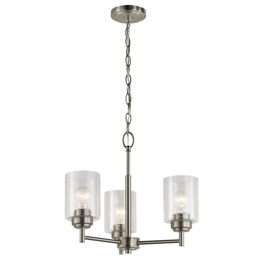 Kichler Winslow 18in 3-Light Mini Chandelier | Transitional Brushed Nickel | Dining Room & Kitchen Island | 18 x 18 x 15.25 in | Model 44029NI