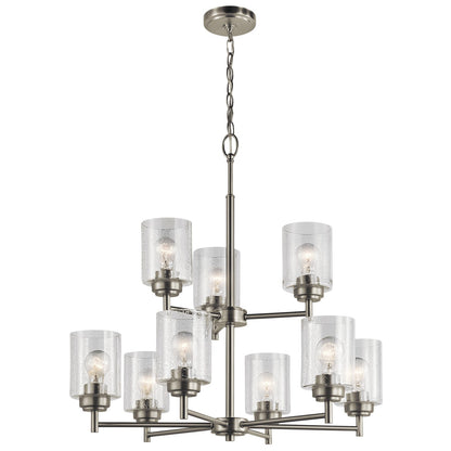 Kichler Winslow 27in 9-Light Chandelier | Transitional Brushed Nickel | Dining Room & Living Room | 27 x 27 x 27 in | Model 44031NI