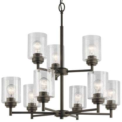 Kichler Winslow 27in 9-Light Chandelier | Transitional Olde Bronze | Dining Room & Living Room | 27 x 27 x 27 in | Model 44031OZ