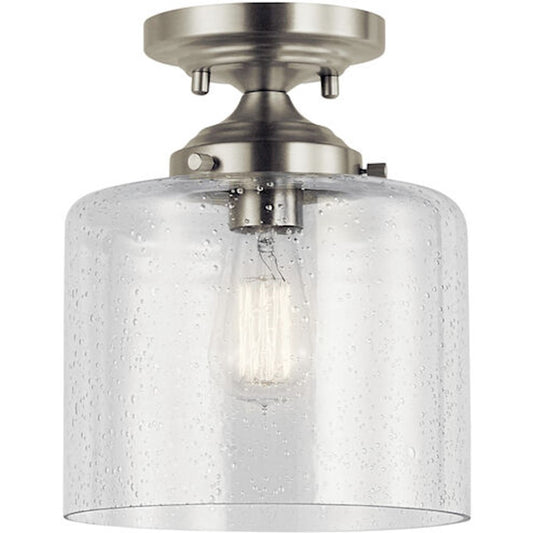 Kichler Winslow 1-Light Semi Flush | Transitional Brushed Nickel | Hallway & Bedroom Ceiling Light | 8.5 x 8.5 x 10.5 in | Model 44033NI