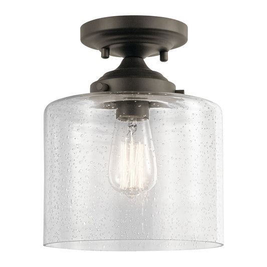 Kichler Winslow 8in 1-Light Semi Flush Mount | Transitional Olde Bronze | Hallway & Bedroom Accent | 8 x 8 x 10 in | Model 44033OZ