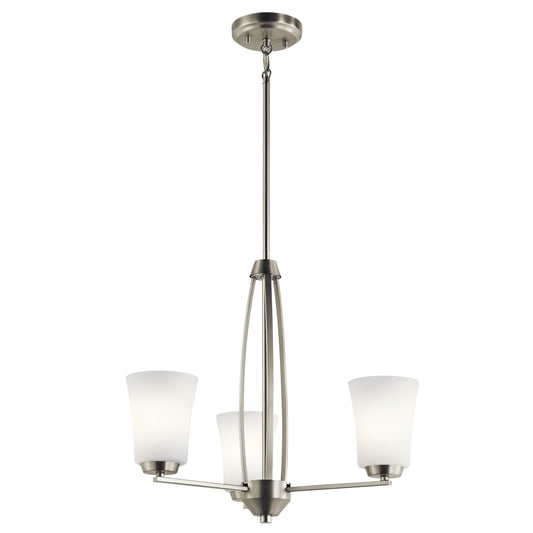 Kichler Tao 22in 3-Light Chandelier | Brushed Nickel Steel | Dining Room & Living Room | 22 x 22 x 19 in | Model 44050NI