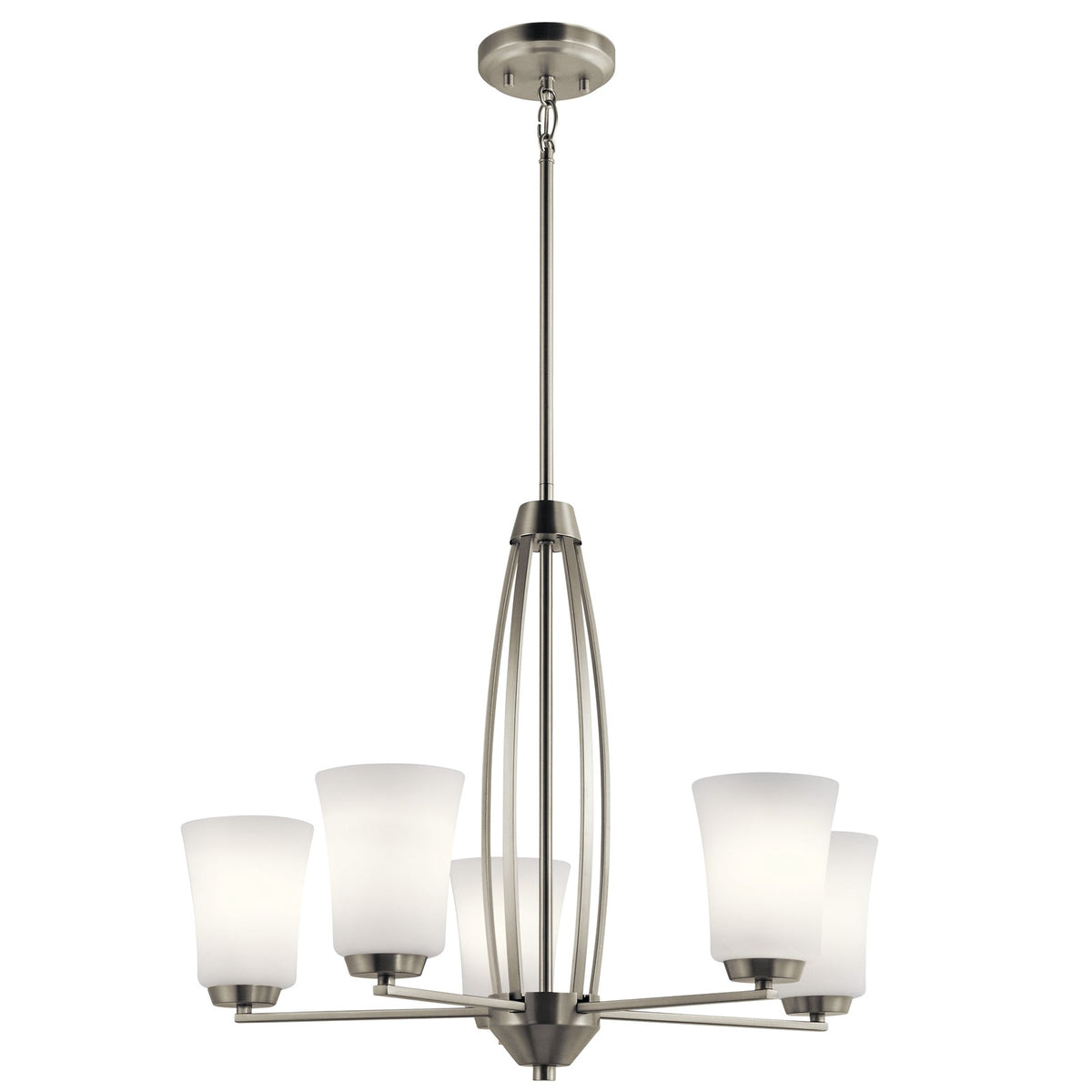 Kichler Tao 25in 5-Light Chandelier | Transitional Brushed Nickel | Dining Room & Living Room | 25 x 25 x 21 in | Model 44051NI