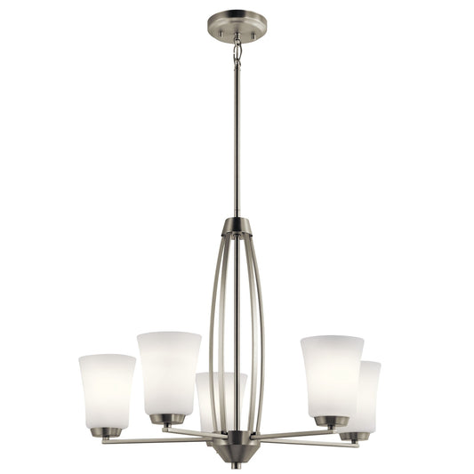 Kichler Tao 25in 5-Light Chandelier | Transitional Brushed Nickel | Dining Room & Living Room | 25 x 25 x 21 in | Model 44051NI