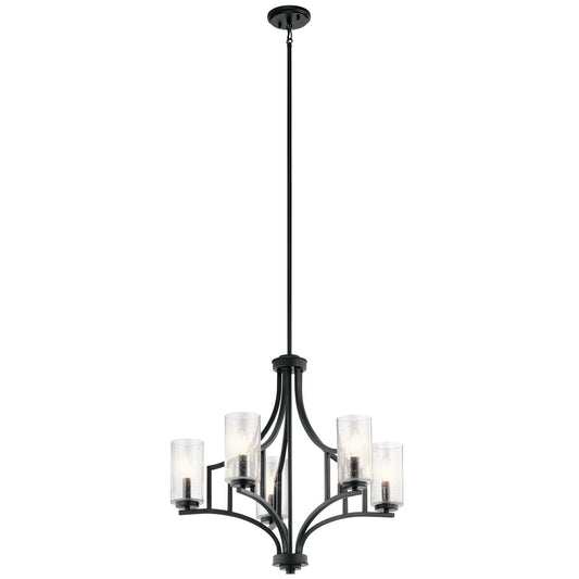 Kichler Vara 25in 5-Light Chandelier | Arts & Crafts Distressed Black | Dining Room & Living Room | 25.25 x 25.25 x 23.75 in | Model 44072DBK