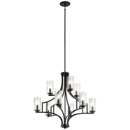 Kichler Vara 26in 9-Light Chandelier | Arts & Crafts Distressed Black | Dining Room & Great Room | 26 x 26 x 30 in | Model 44073DBK