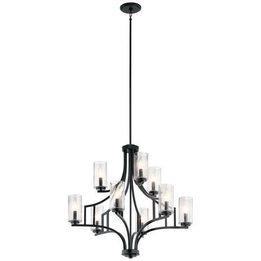 Kichler Vara 26in 9-Light Chandelier | Arts & Crafts Distressed Black | Dining Room & Great Room | 26 x 26 x 30 in | Model 44073DBK