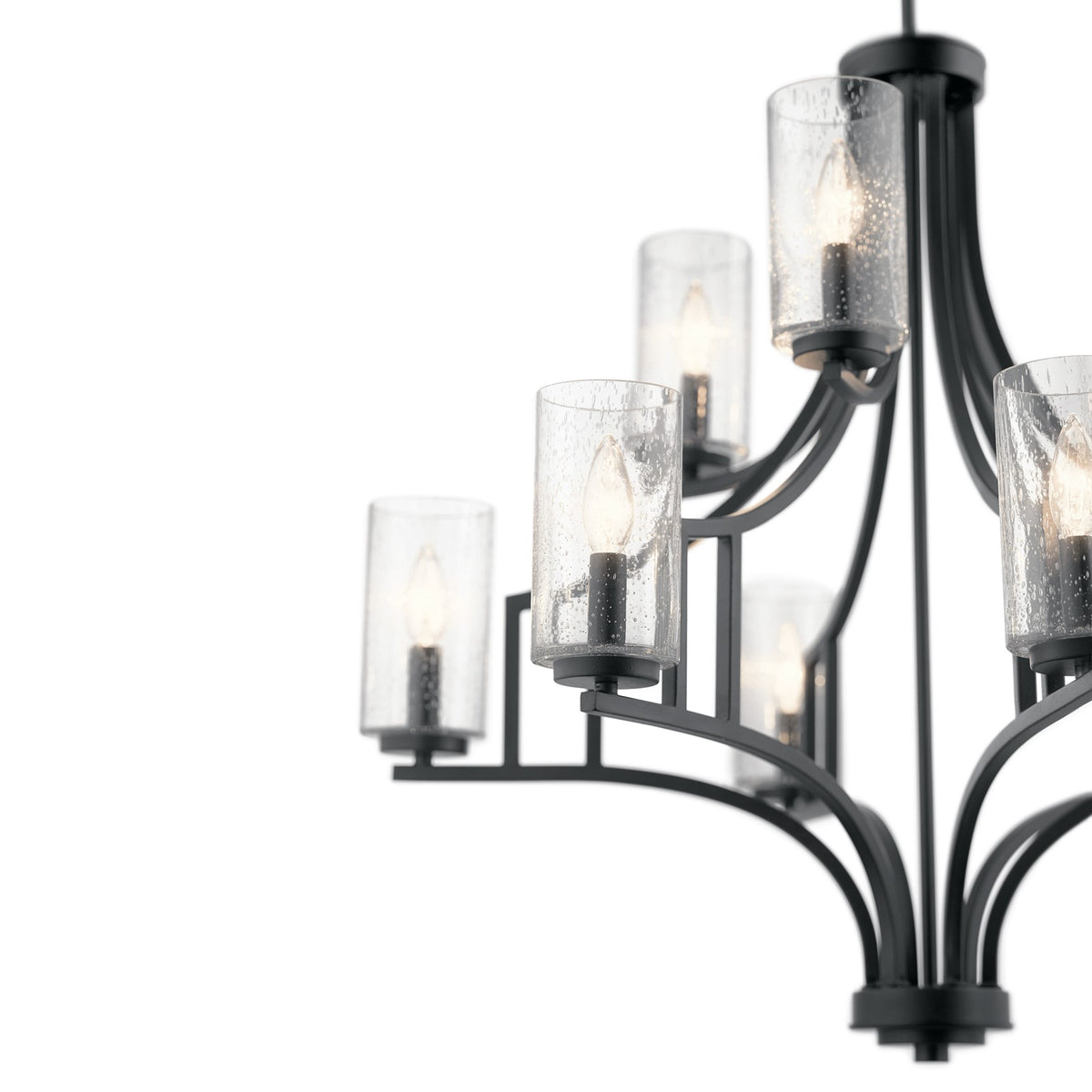 Kichler Vara 26in 9-Light Chandelier | Arts & Crafts Distressed Black | Dining Room & Great Room | 26 x 26 x 30 in | Model 44073DBK