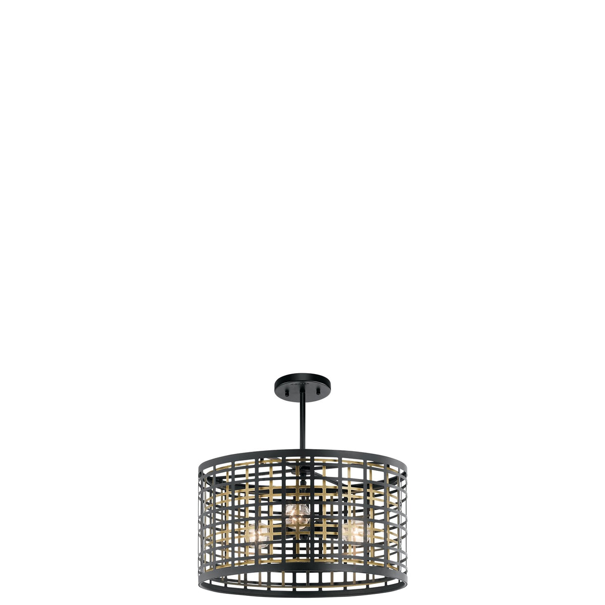 Kichler Aldergate 18in 3-Light Semi-Flush Mount | Rustic Black Steel | Entryway & Hallway | 18 x 18 x 11.5 in | Model 44075BK