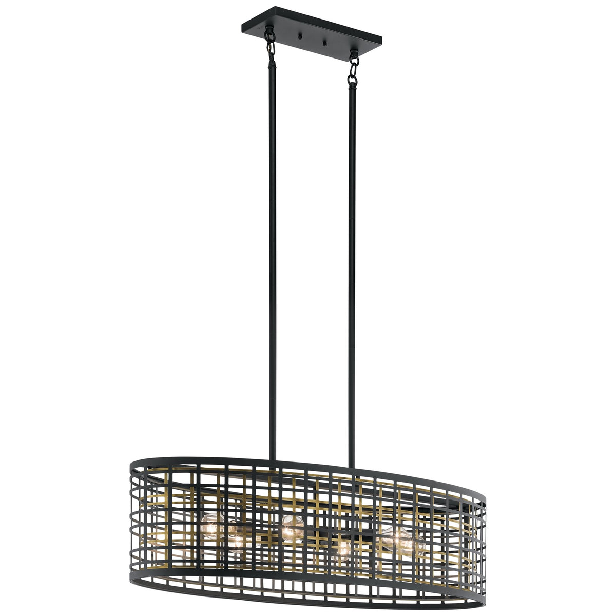 Kichler Aldergate 38in 6-Light Oval Chandelier | Rustic Black Finish | Kitchen Island & Dining Room | 17 x 38 x 11 in | Model 44077BK