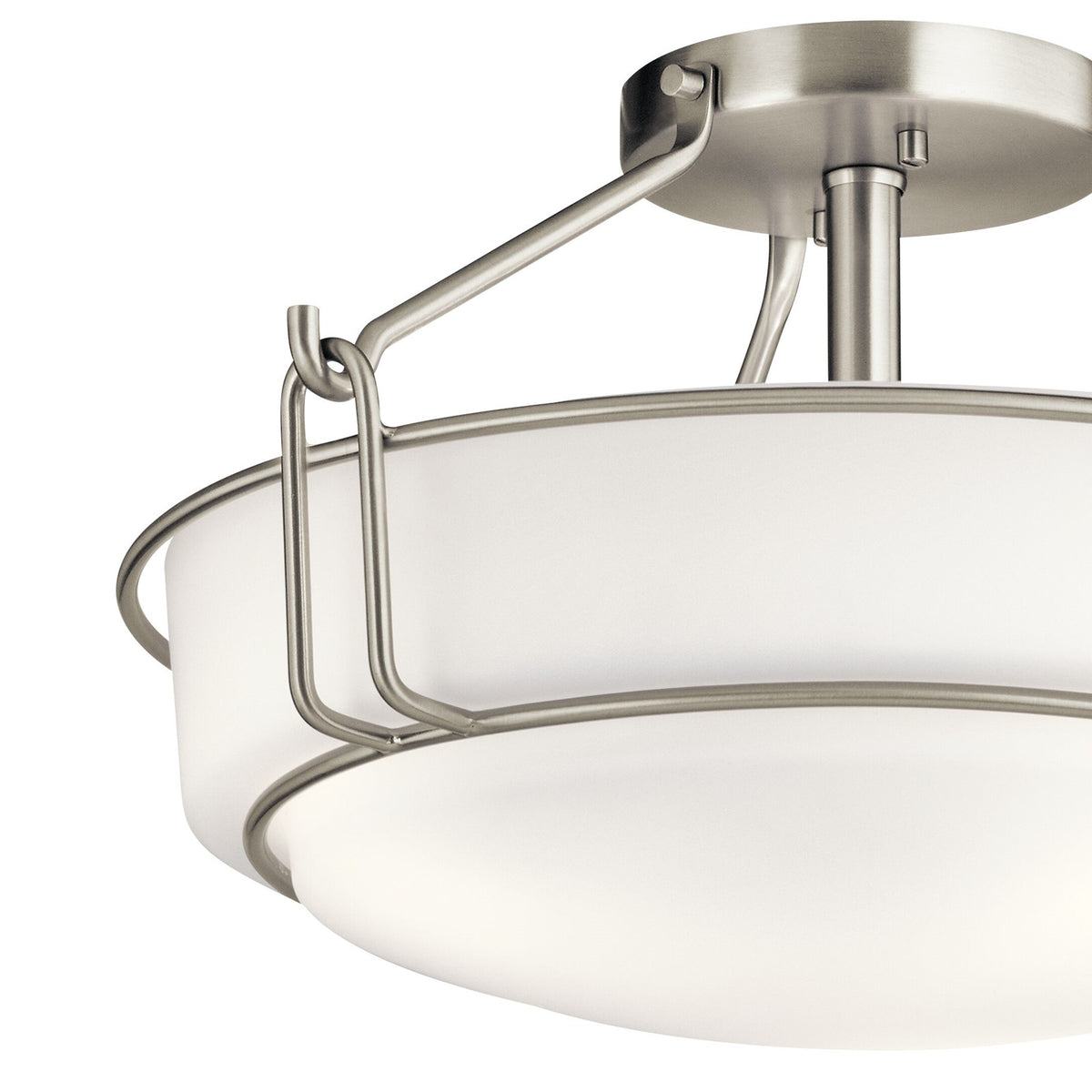 Kichler Alkire 16in 3-Light Semi-Flush Mount | Transitional Brushed Nickel Steel | Bedroom & Hallway | 16 x 16 x 9 in | Model 44085NI