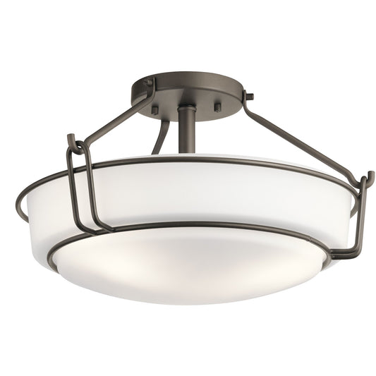 Kichler Alkire 16in 3-Light Semi-Flush Mount | Transitional Olde Bronze | Hallway & Bedroom | 16 x 16 x 9 in | Model 44085OZ