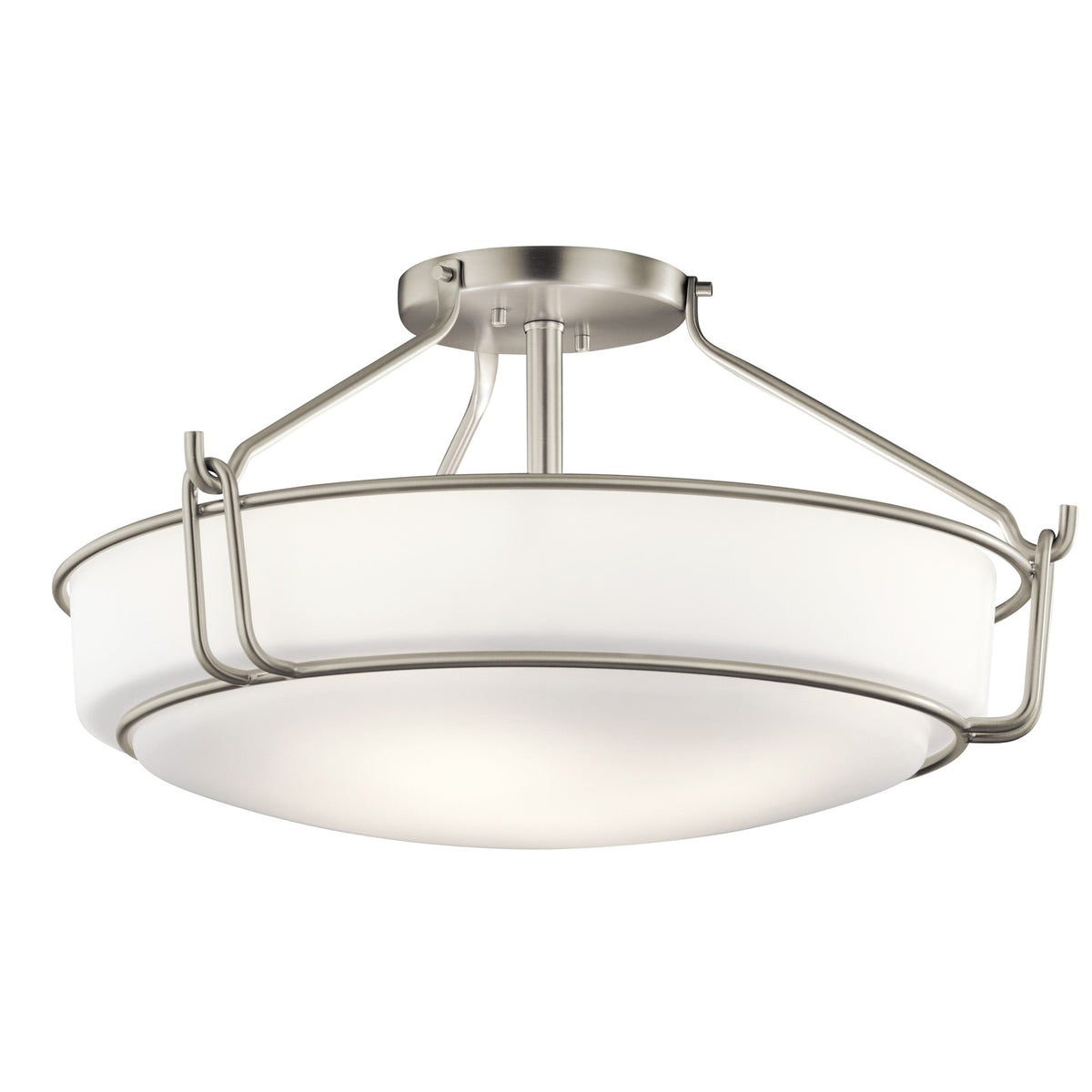 Kichler Alkire 22in 4-Light Semi Flush Mount | Transitional Brushed Nickel | Bedroom & Hallway Ceiling Light | 22 x 22 x 11 in | Model 44086NI