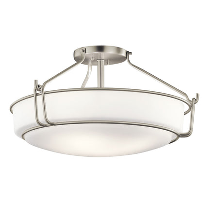 Kichler Alkire 22in 4-Light Semi Flush Mount | Transitional Brushed Nickel | Bedroom & Hallway Ceiling Light | 22 x 22 x 11 in | Model 44086NI