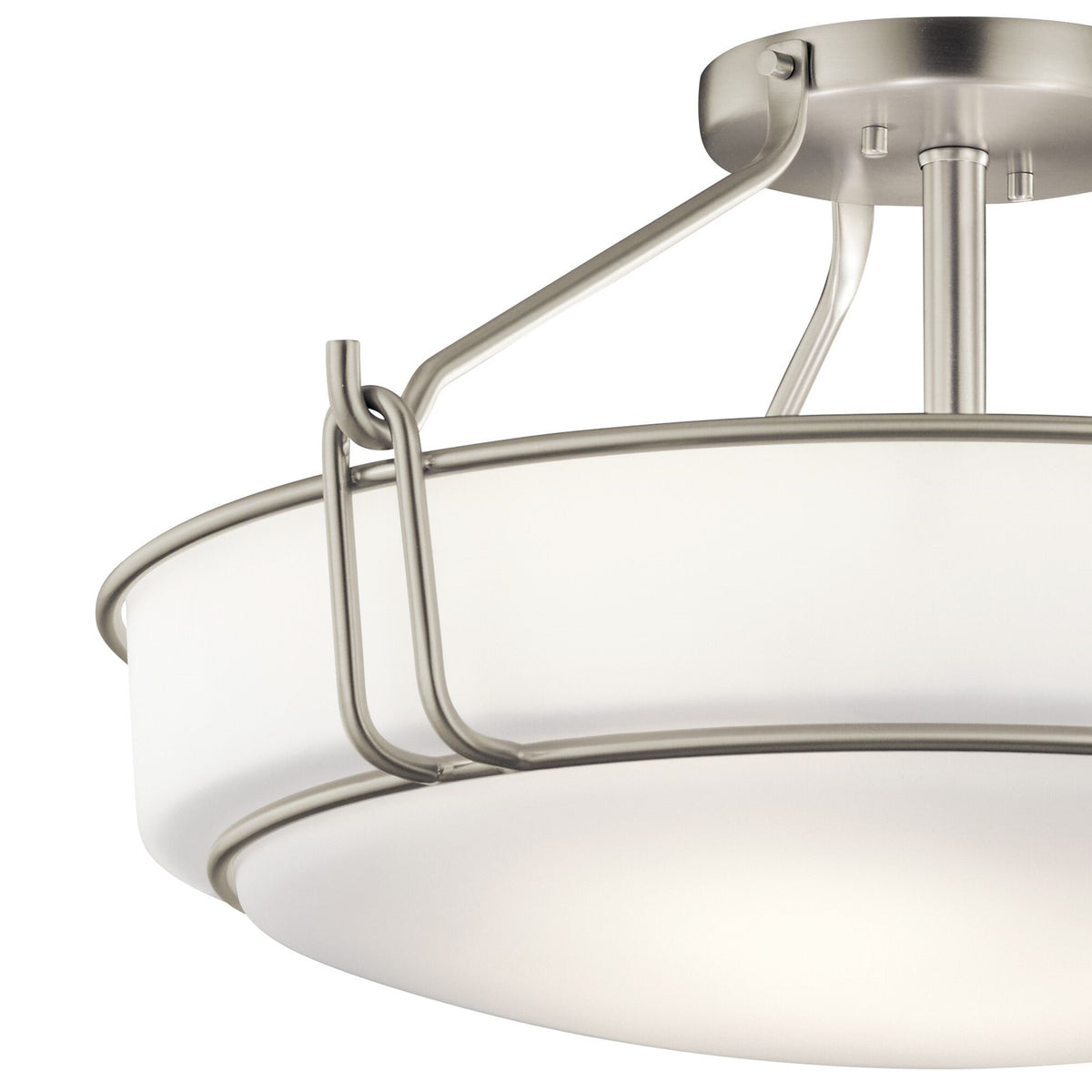 Kichler Alkire 22in 4-Light Semi Flush Mount | Transitional Brushed Nickel | Bedroom & Hallway Ceiling Light | 22 x 22 x 11 in | Model 44086NI
