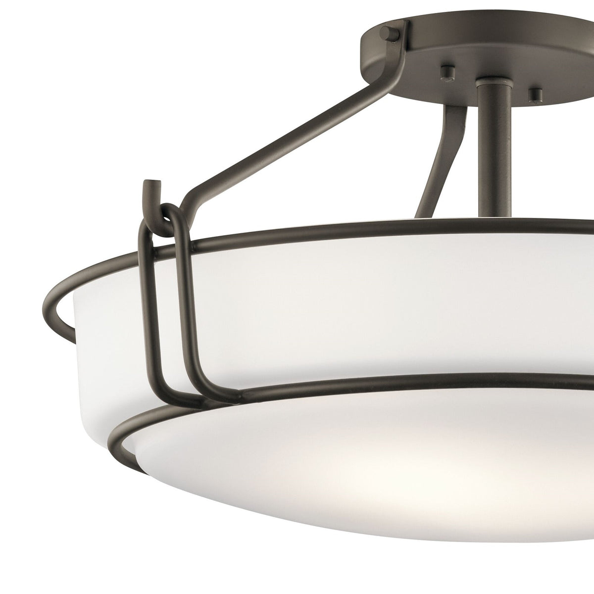 Kichler Alkire 22in 4-Light Semi Flush Mount | Transitional Olde Bronze Steel | Entryway & Hallway | 22 x 22 x 11 in | Model 44086OZ
