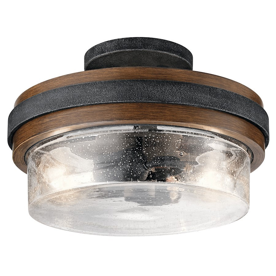 Kichler Grand Bank 2-Light Flush Mount | Auburn Stained Lodge Style | Hallway & Bedroom Ceiling Light | 12 x 12 x 7.25 in | Model 44100AUB