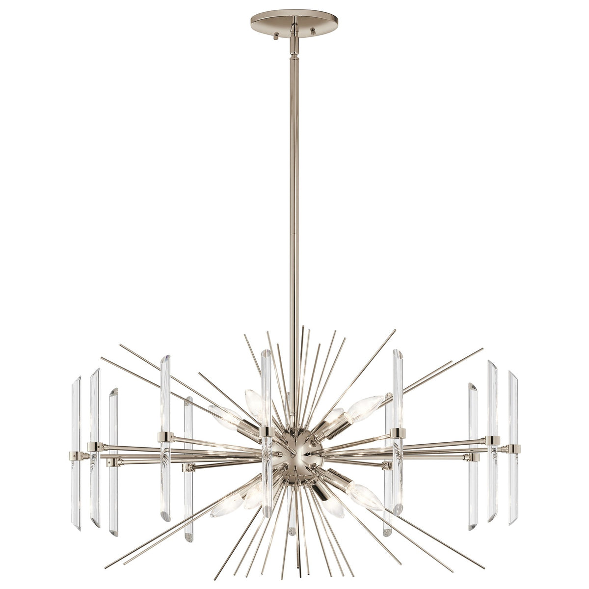 Kichler Eris 8-Light Chandelier | Polished Nickel Steel & Crystal | Dining Room & Living Room | 30 x 16.75 in | Model 44276PN